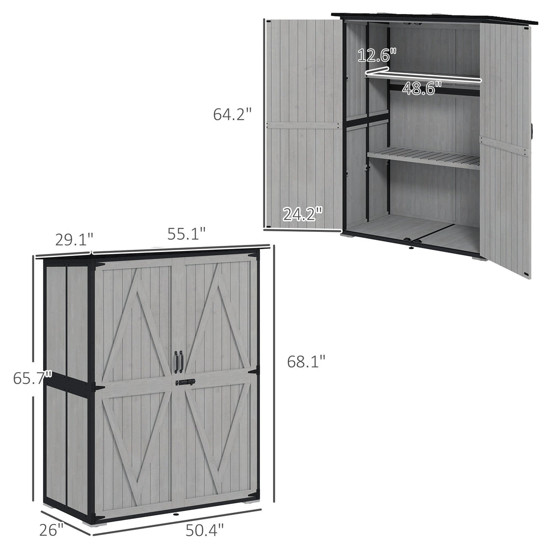 Outdoor Wooden Garden Storage Shed with Lockable Doors & Shelves - Decindoor
