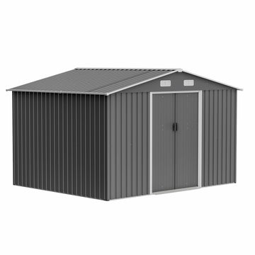10' x 8' Metal Storage Shed All-Weather Outdoor Garden Shed with Sliding Doors