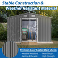 10X8 FT Outdoor Storage Shed, Metal Foundation & Lockable Doors, Tool Shed For Garden, Patio, Backyard, Lawn, Grey - Decindoor