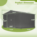10X8 FT Outdoor Storage Shed, All Weather Metal Sheds With Lockable Doors, Tool Shed For Garden, Patio, Backyard, Lawn, Black - Decindoor