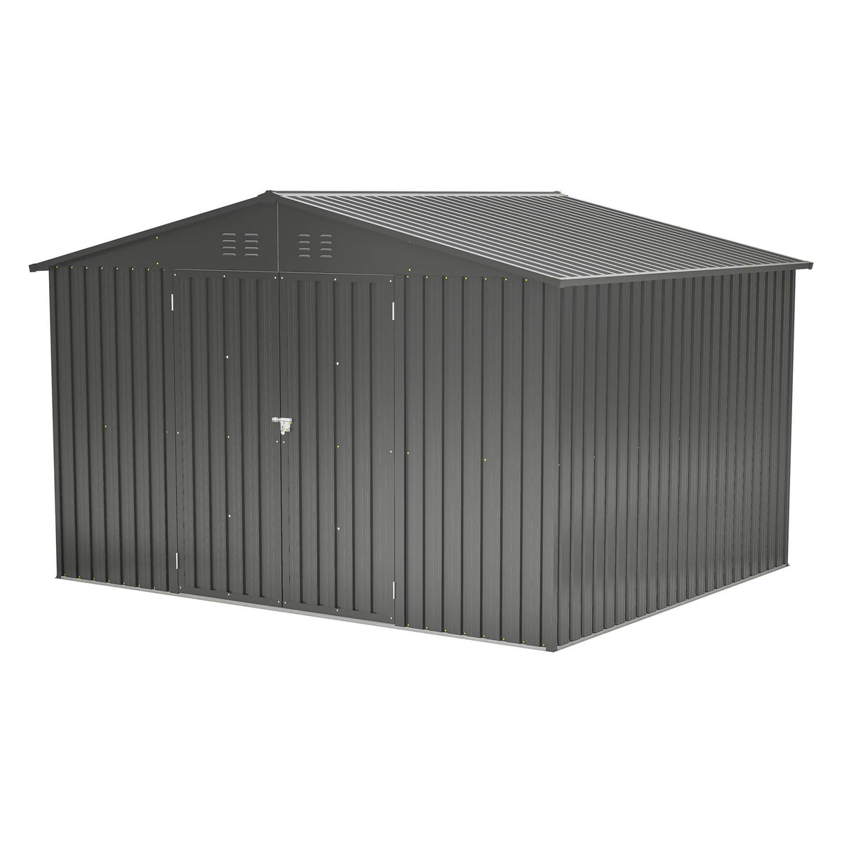 10X8 FT Outdoor Storage Shed, All Weather Metal Sheds With Lockable Doors, Tool Shed For Garden, Patio, Backyard, Lawn, Black - Decindoor