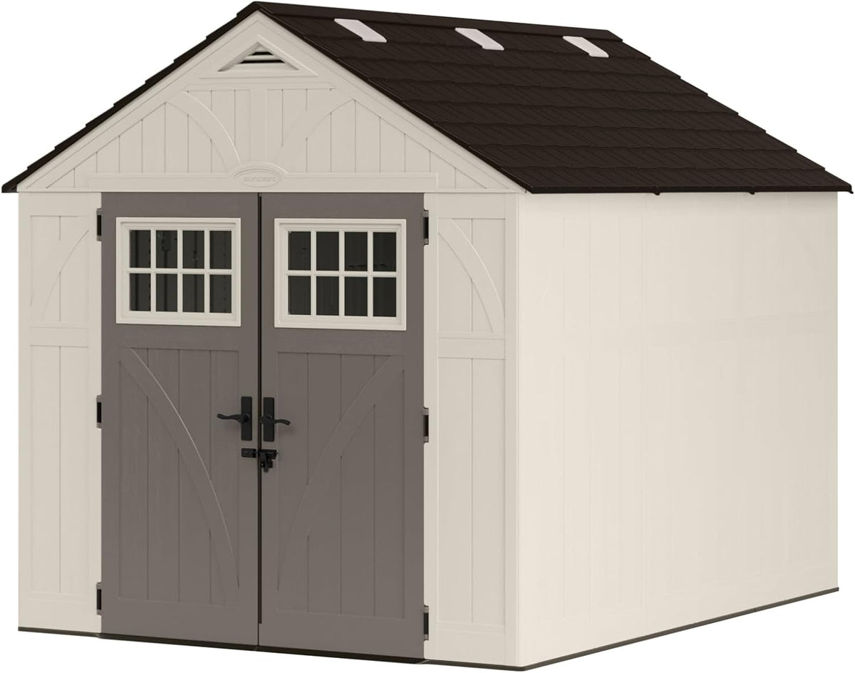 Suncast BMS8100 8 ft. x 10 ft. Tremont Resin Outdoor Storage Shed with Skylights - Decindoor