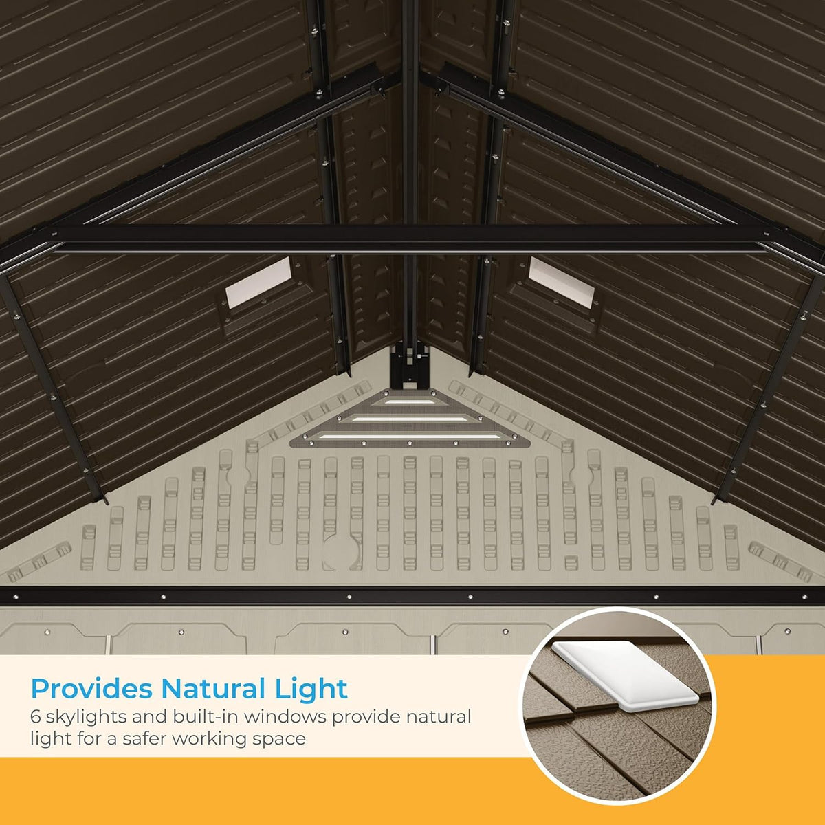 Suncast BMS8100 8 ft. x 10 ft. Tremont Resin Outdoor Storage Shed with Skylights - Decindoor