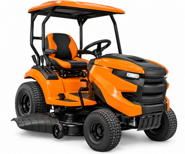 Heavy-Duty Orange Riding Lawn Mower with Protective Canopy &amp; Wide Cutting Deck