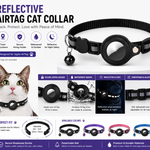 AirTag cat collar package with tracker holder and instruction manual