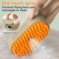 Cat grooming brush removing loose fur and reducing shedding