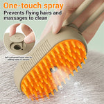 Cat grooming brush removing loose fur and reducing shedding