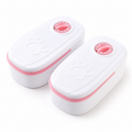 Pink automatic pet feeder with dual feeding compartments for pets