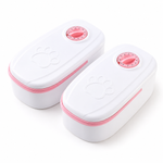Pink automatic pet feeder with dual feeding compartments for pets
