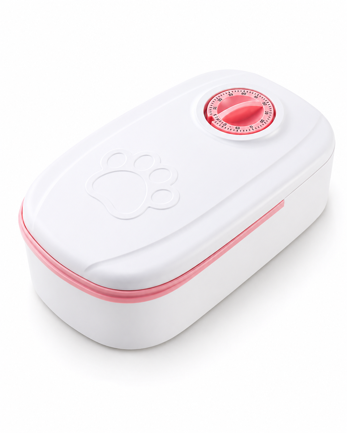 Pink automatic pet feeder with single feeding compartment