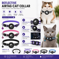 Blue reflective AirTag pet collar with secure tracker holder and bell