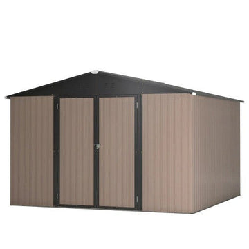 LMcenter's 10' X 10' Metal Storage Shed For Ourdoor, Steel Yard Shed With Design Of Lockable Doors, Utility And Tool